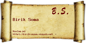 Birik Soma névjegykártya
